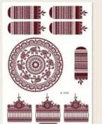 Reddish-Brown Temporary Tattoo Sticker for Women - Henna / Mehndi