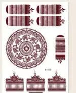 Reddish-Brown Temporary Tattoo Sticker for Women - Henna / Mehndi