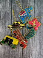 Embroidered Christmas Tree Ornament Set