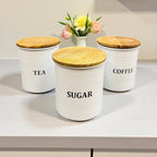 White Canister Set Tea, Coffee & Sugar (2 Styles)