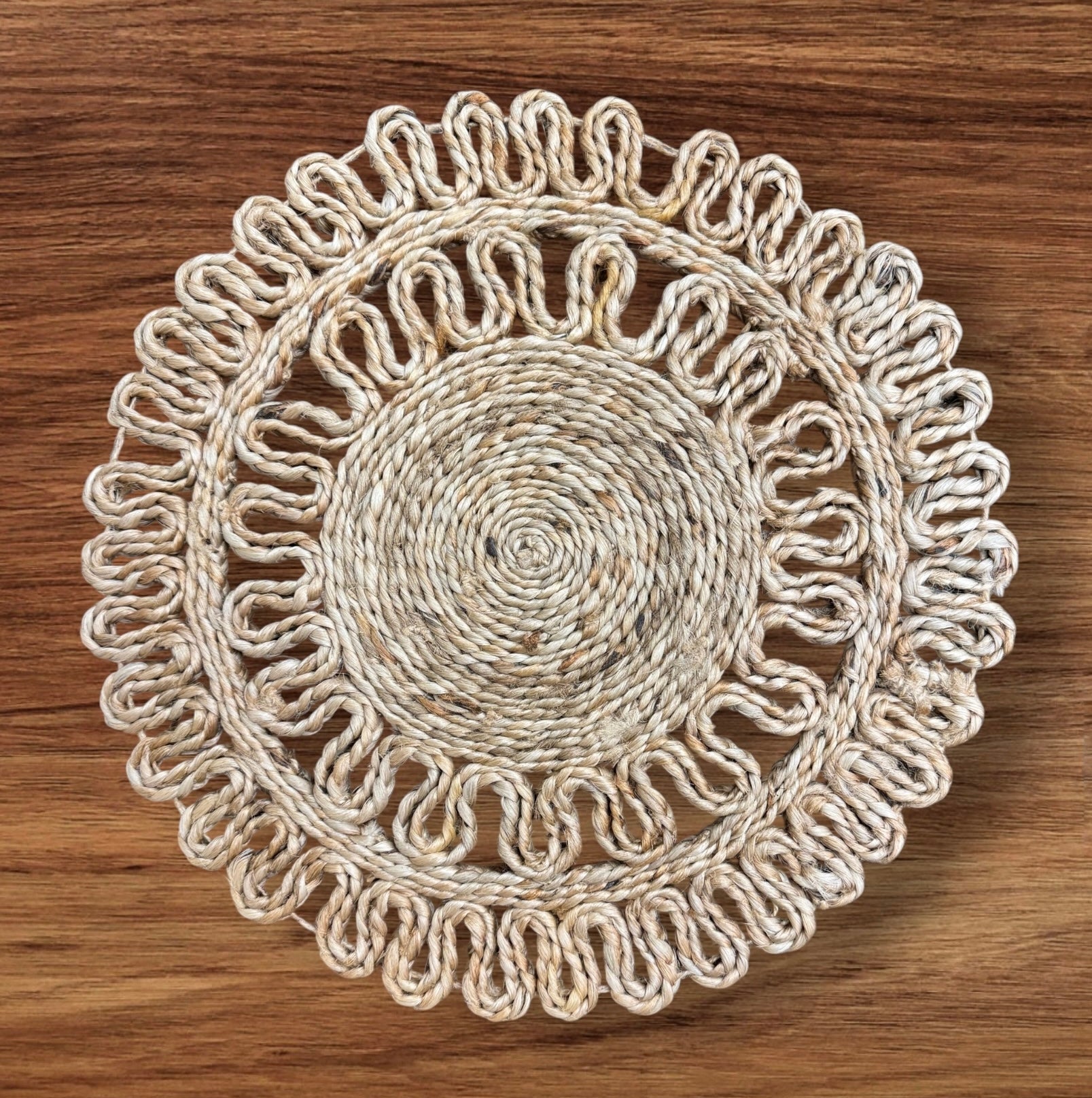 Woven Round Mat Looped Edge (13) (Pack of 4)
