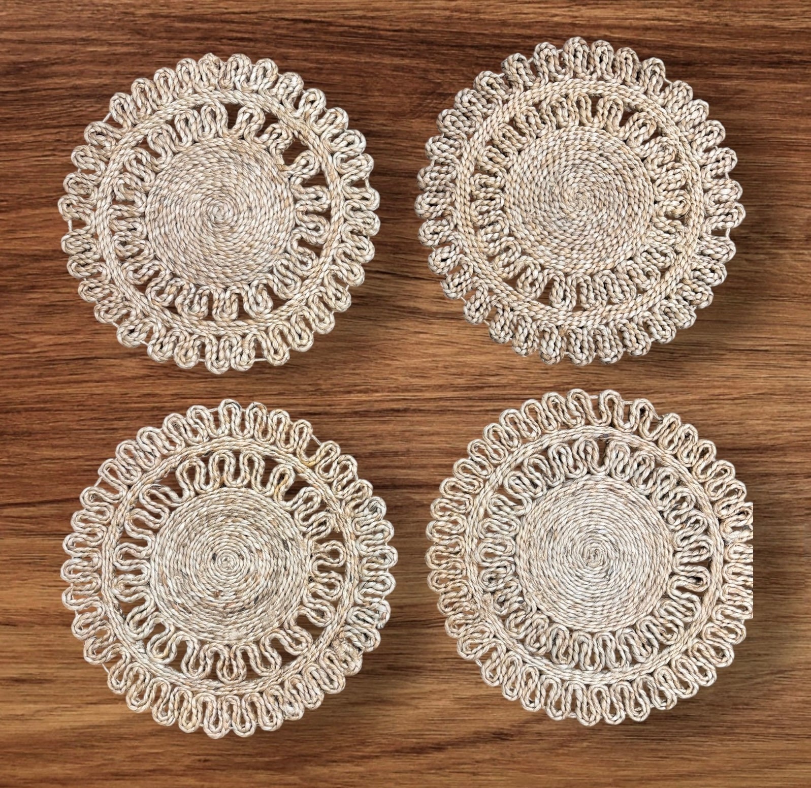 Woven Round Mat Looped Edge (13) (Pack of 4)