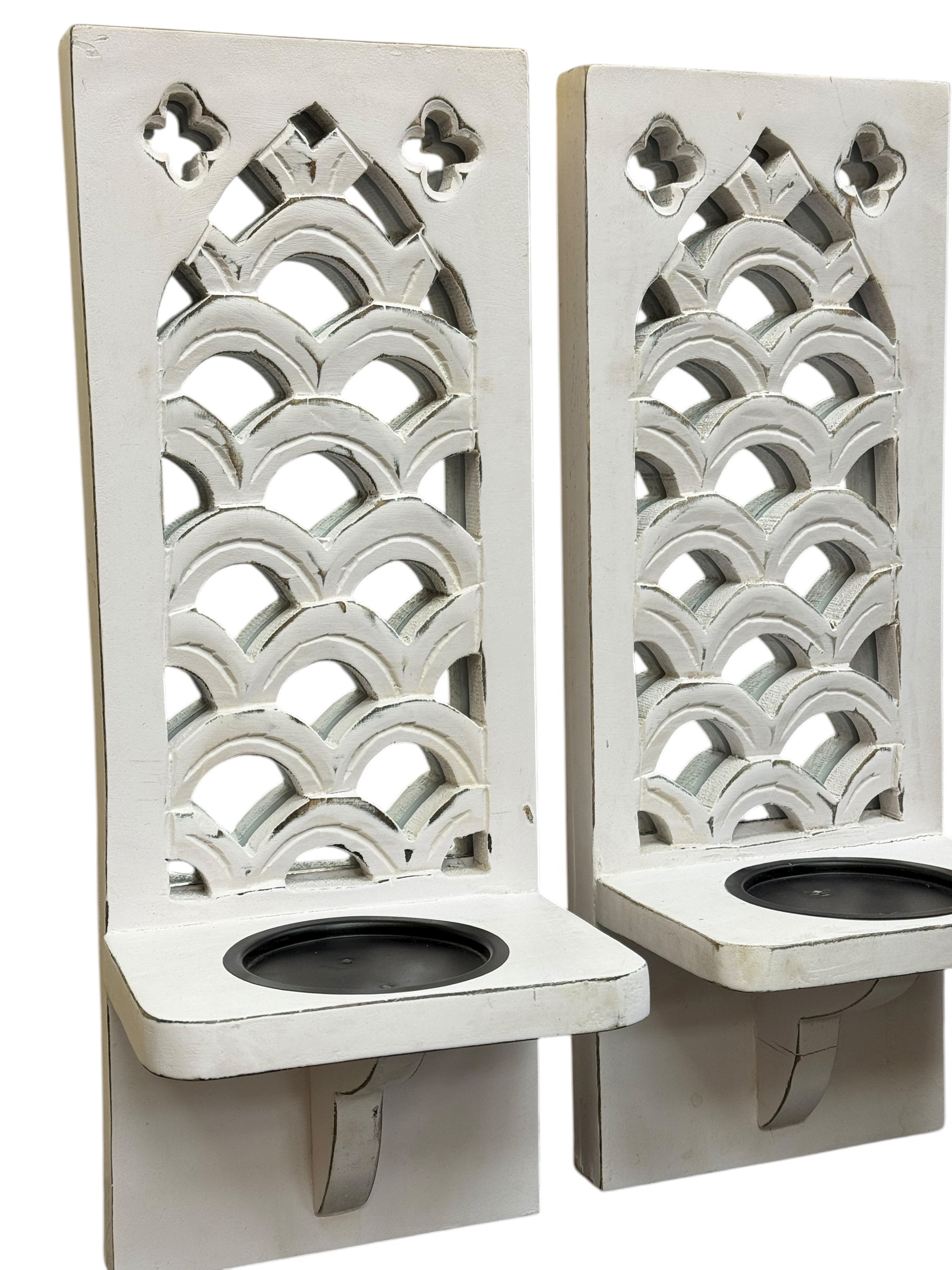 Morocco Arch Wall Candle Holder White (Set of 2)