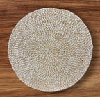 Braided Round Mat Natural White Mix (14) (Pack of 4)