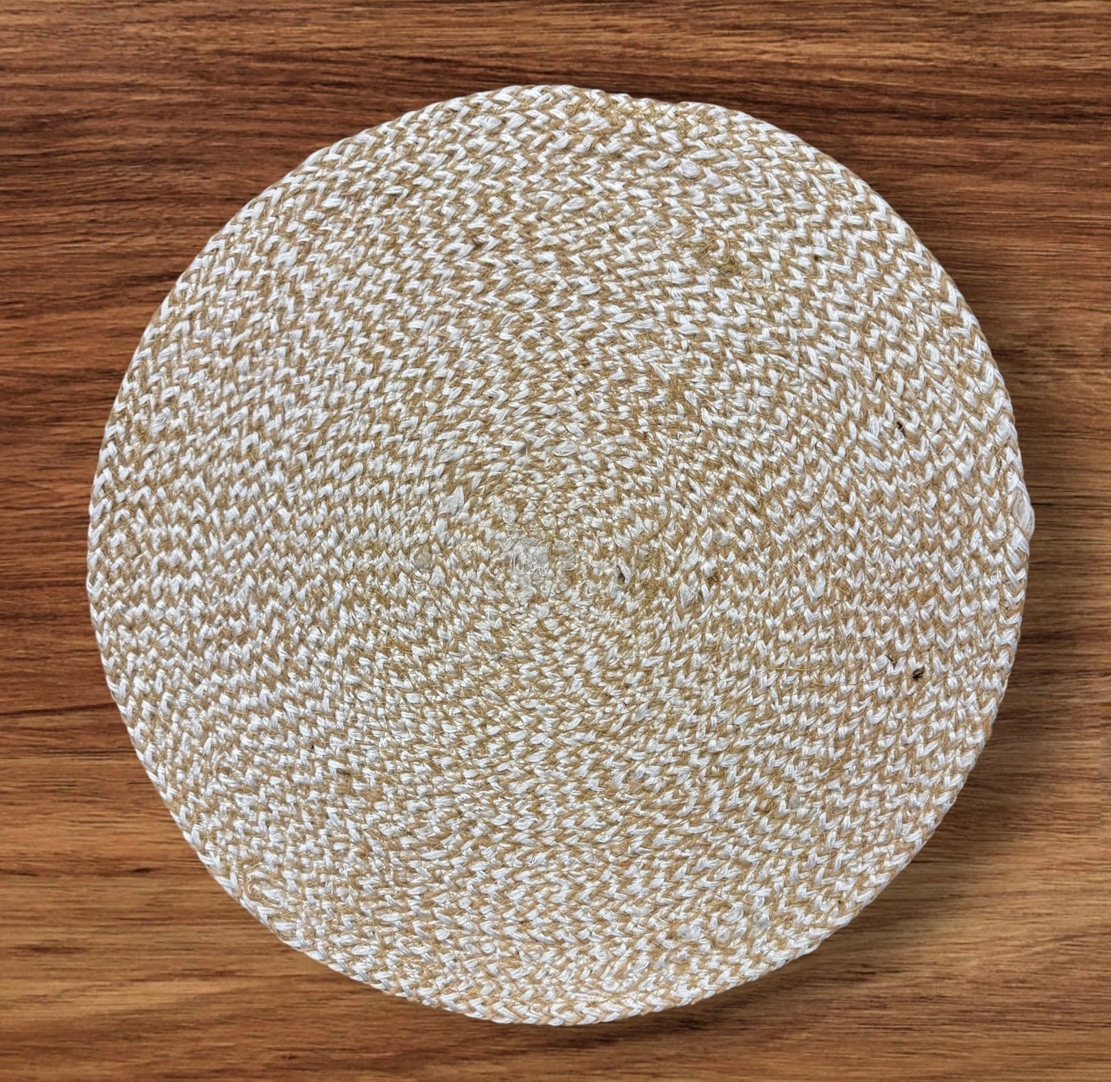 Braided Round Mat Natural White Mix (14) (Pack of 4)