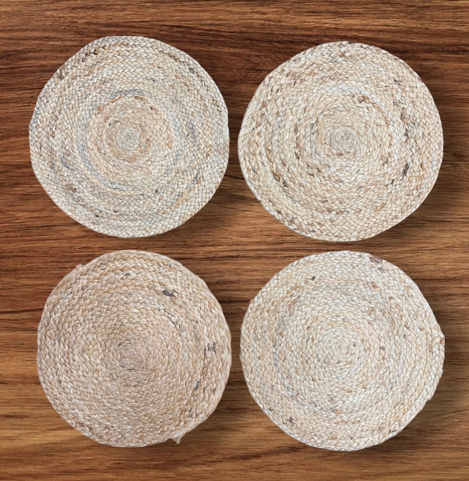 Braided Round Mat Natural Jute (14) (Pack of 4)
