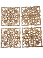 Carved Wooden Decorative Panel Square/Round (Set of 4)