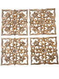 Carved Wooden Decorative Panel Square/Round (Set of 4)