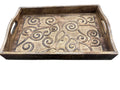 Carved Wooden Serving Tray Floral / Swirl Designs
