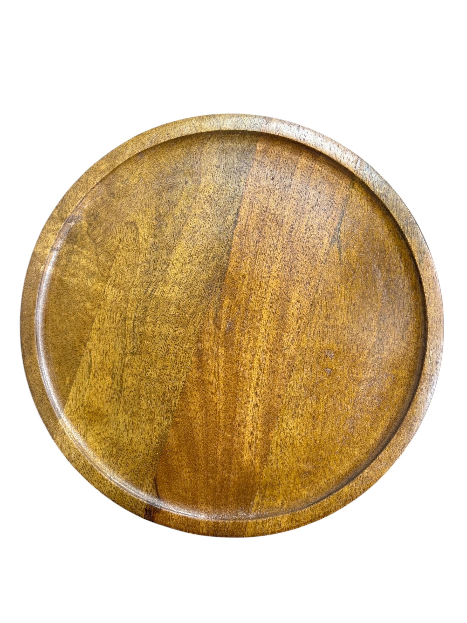 Round Wooden Plate Natural Brown (Set of 4)