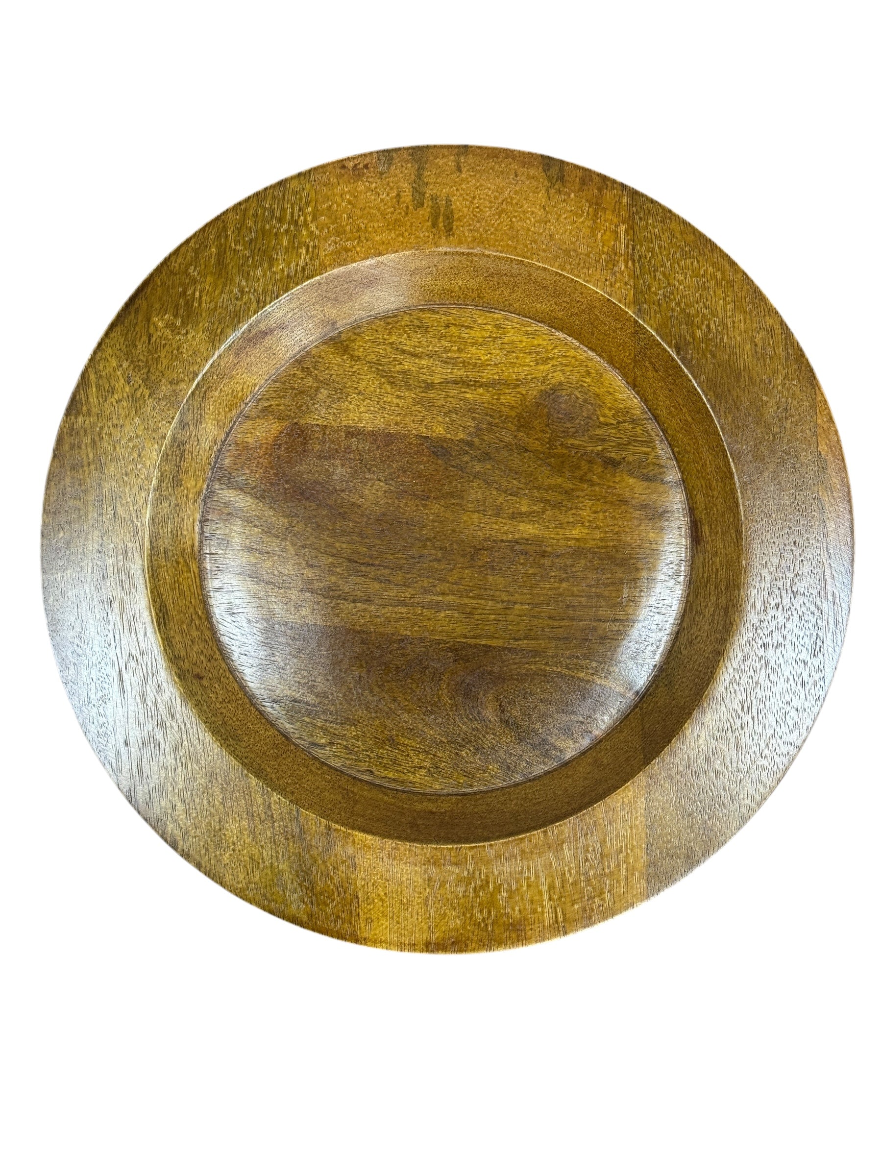 Round Wooden Charger Plate Natural Finish (Set of 2)