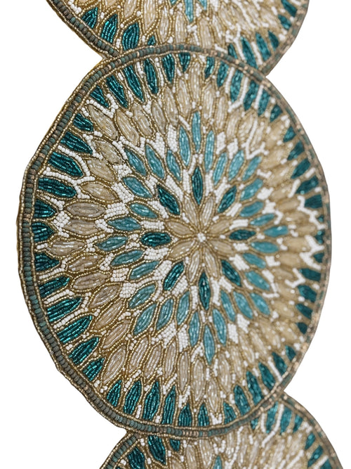 Aurora Beaded Runner Turquoise & Gold