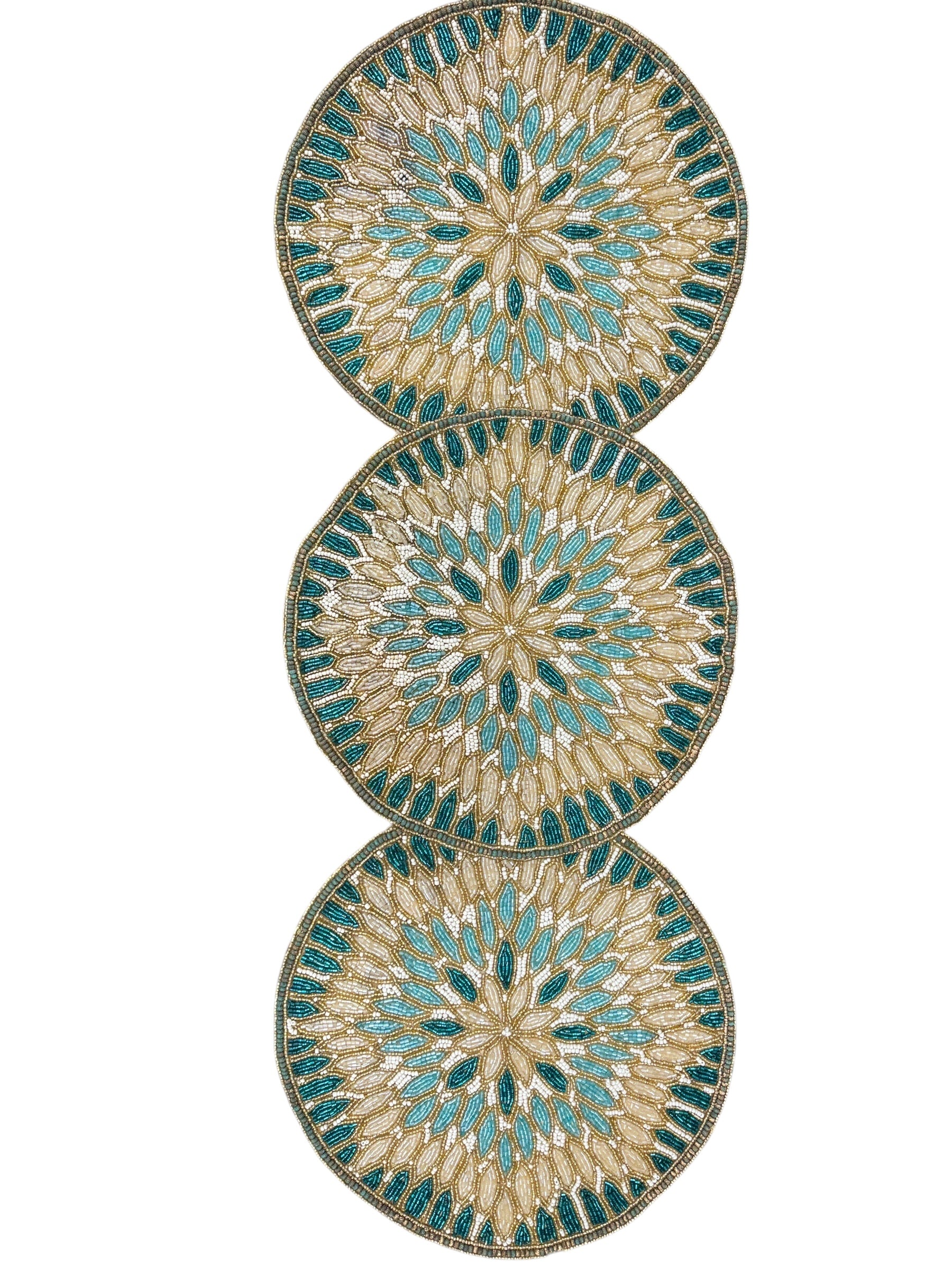 Aurora Beaded Runner Turquoise & Gold
