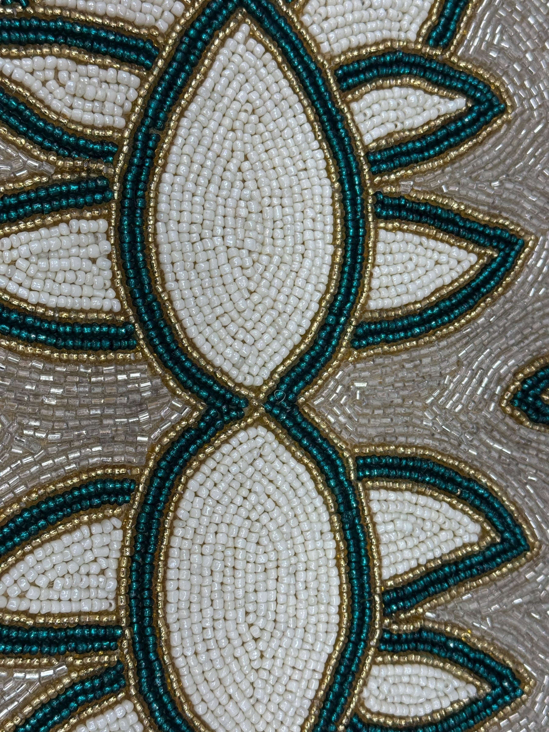 Regal Beaded Runner Teal Gold Finish