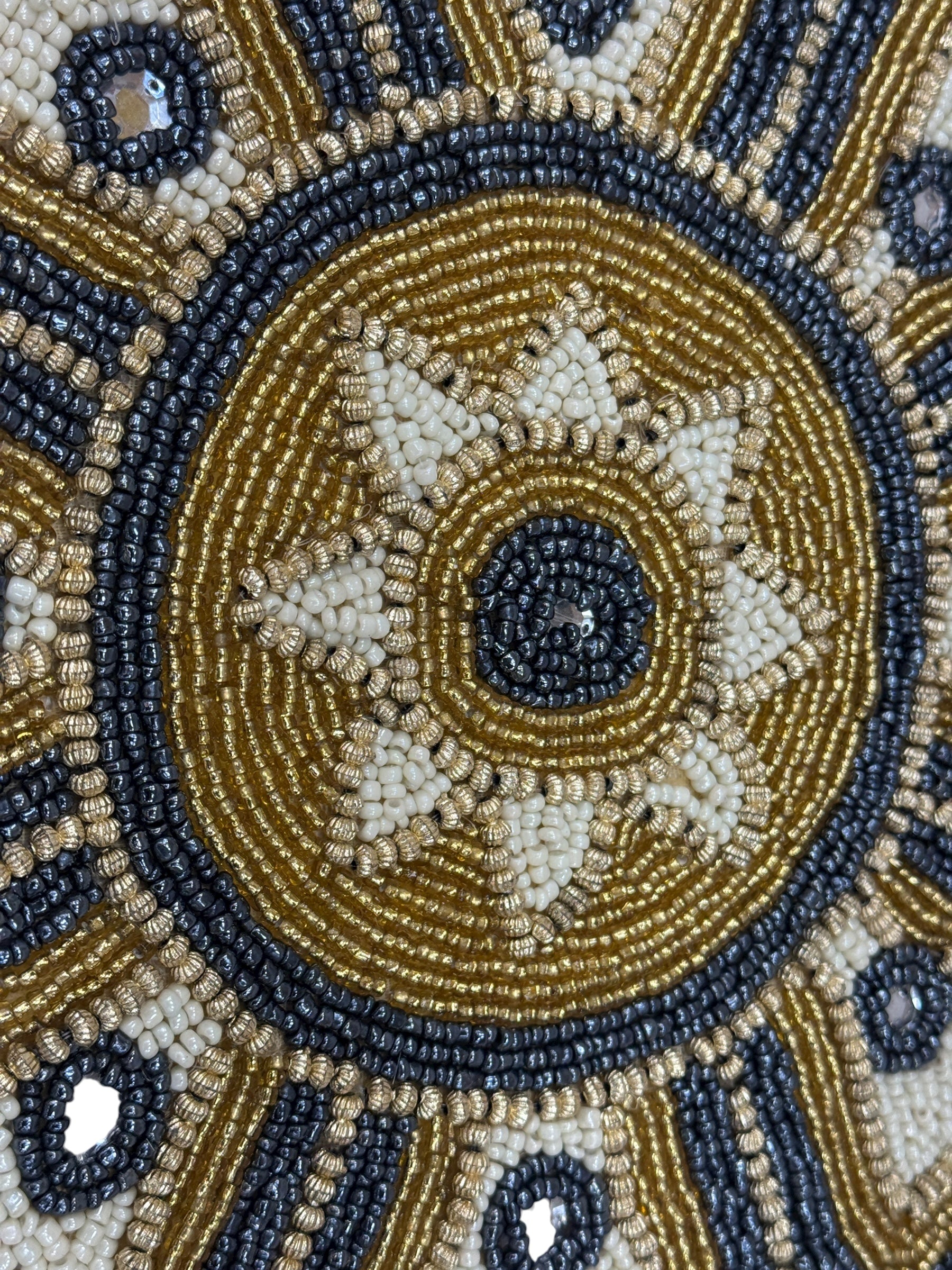 Noir Bloom Beaded Runner Gold & Navy