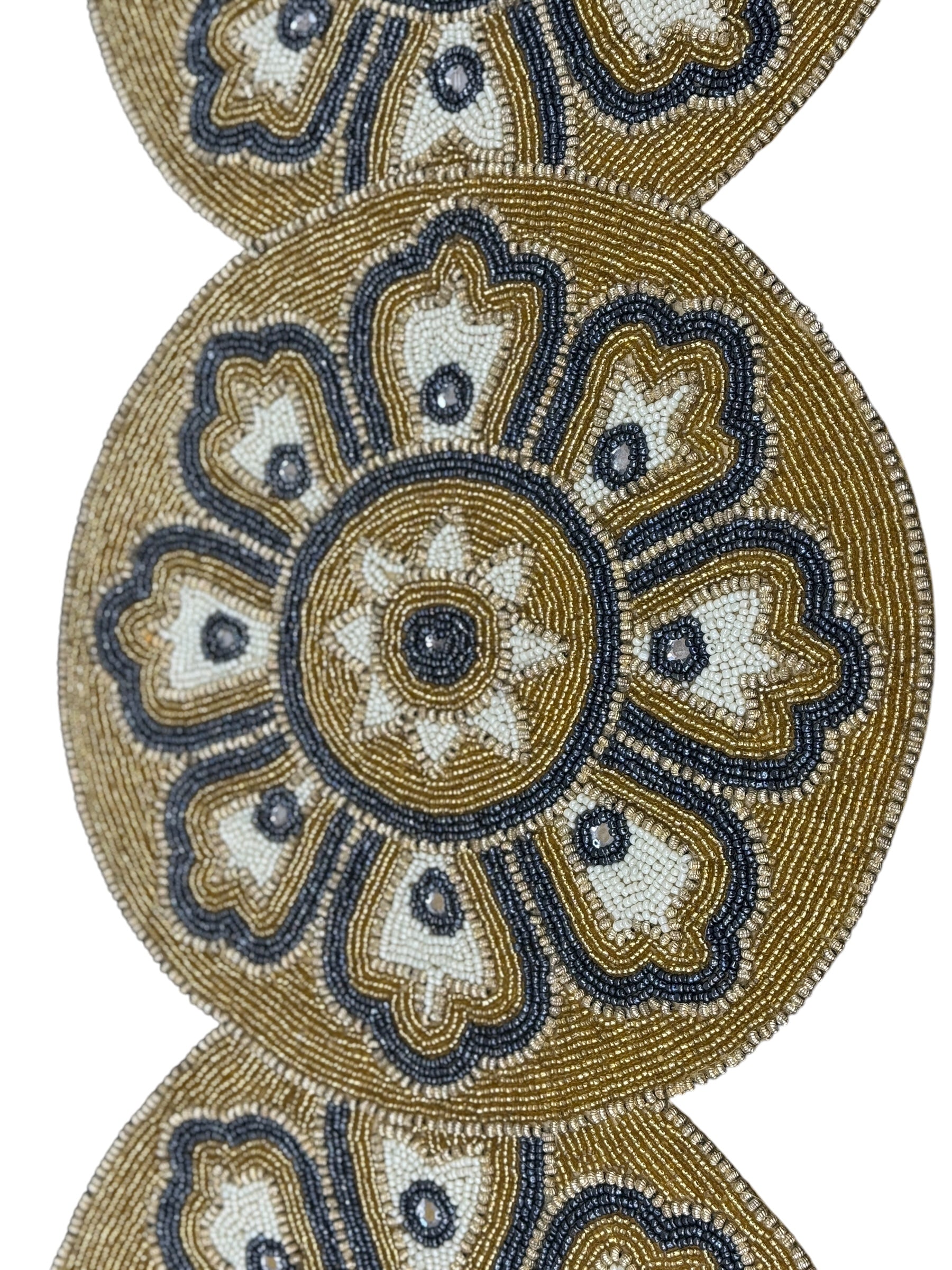 Noir Bloom Beaded Runner Gold & Navy