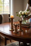 Arden Wooden Candle Holder Set of 3 Natural Finish