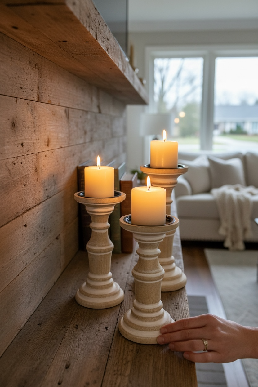 Sienna Candle Holder Set of 3 Natural Brown Finish