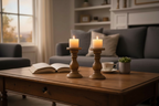 Walnut Duo Candle Holders (Brown Wash/Grey Wash) (Set of 2)