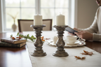 Walnut Duo Candle Holders (Brown Wash/Grey Wash) (Set of 2)