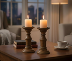 Hawthorne Candle Holder Pair (Charcoal/Natural Brown)