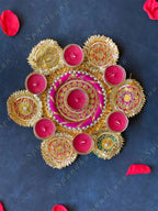 Multicolored Gota Fabric Rangoli Tea Light Holders