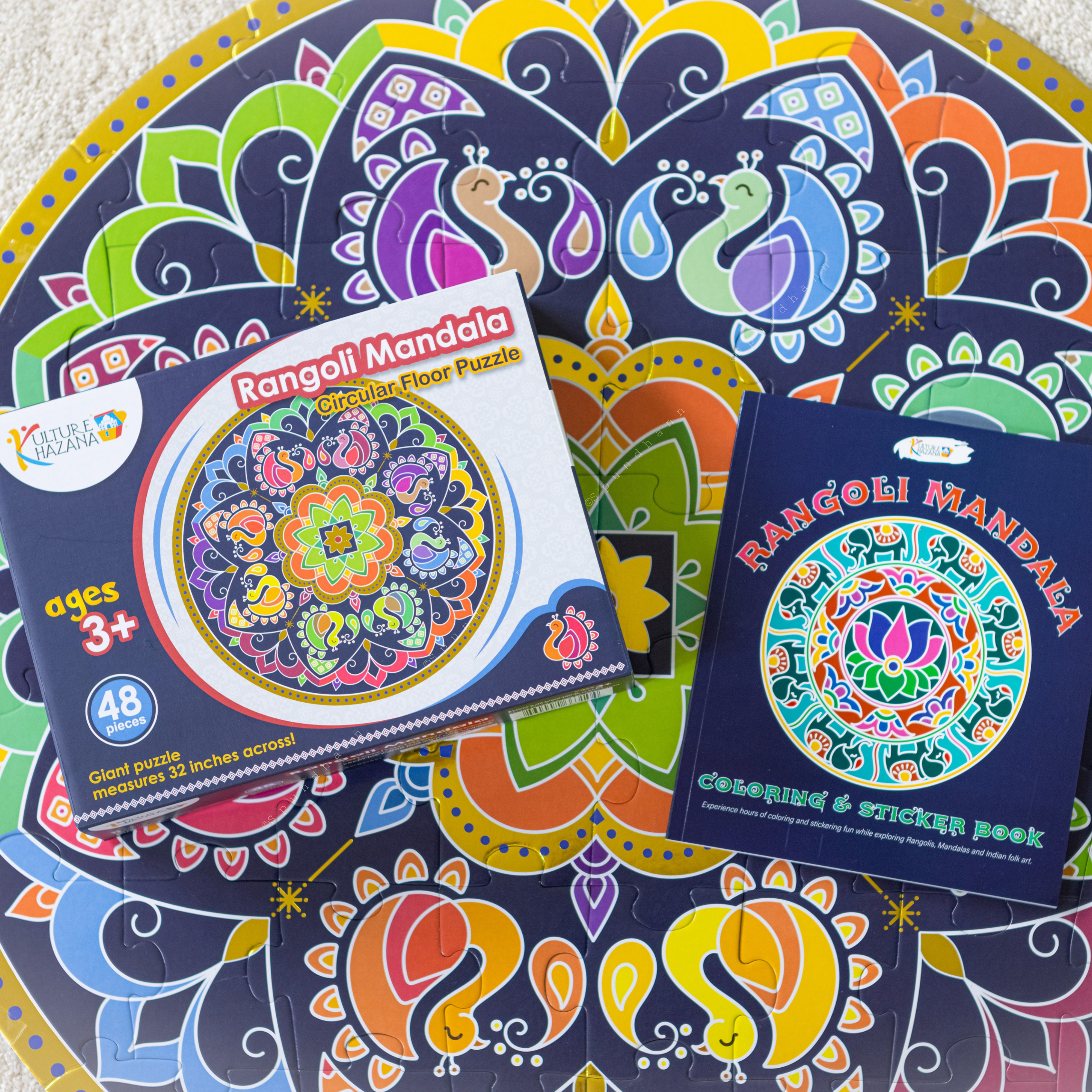 Rangoli Mandala Bundle - Puzzle and Coloring Sticker Book
