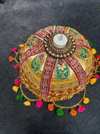 Tokri with Gota Work and Pom Pom Tea Light Holder