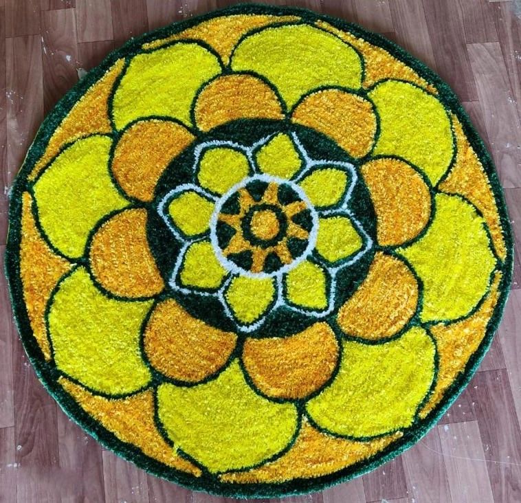 Large Multicolored Round Rangoli Floor Mat 5ft