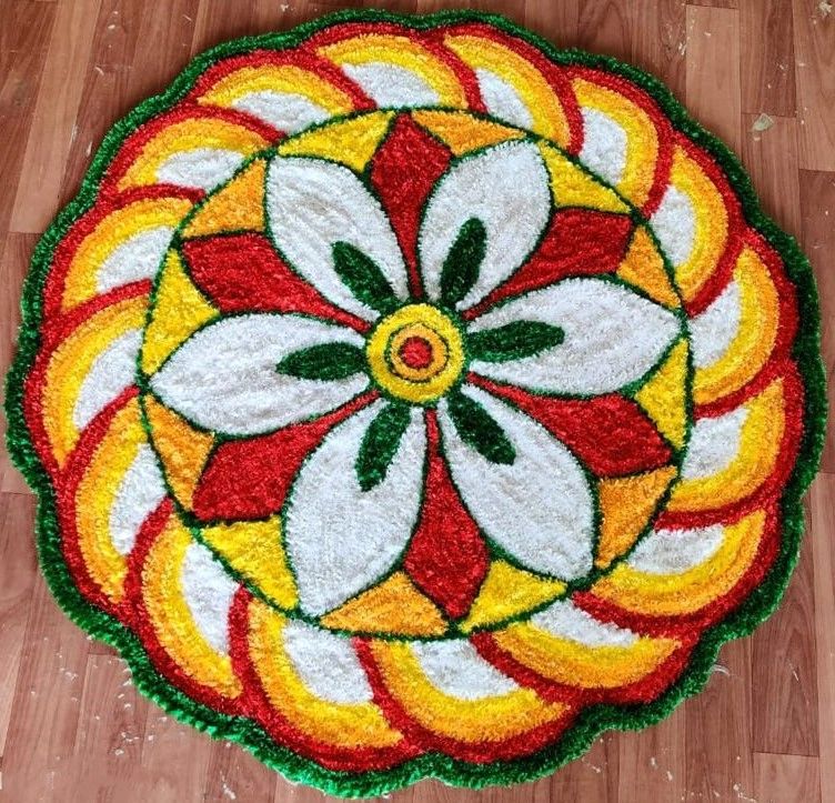 Floral Rangoli Floor Mat 4 ft