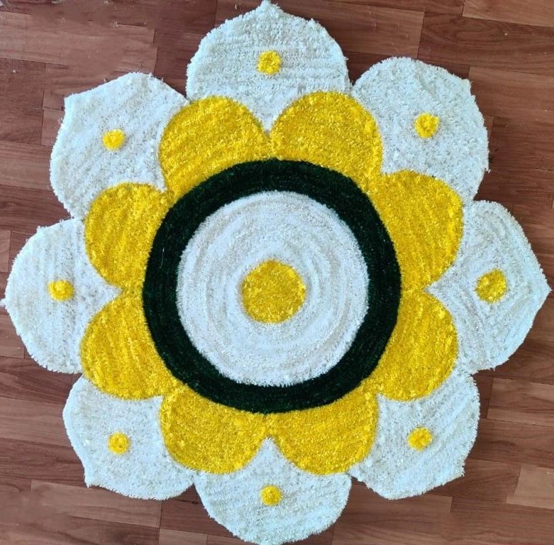 Flower Shaped Rangoli Floor Mat