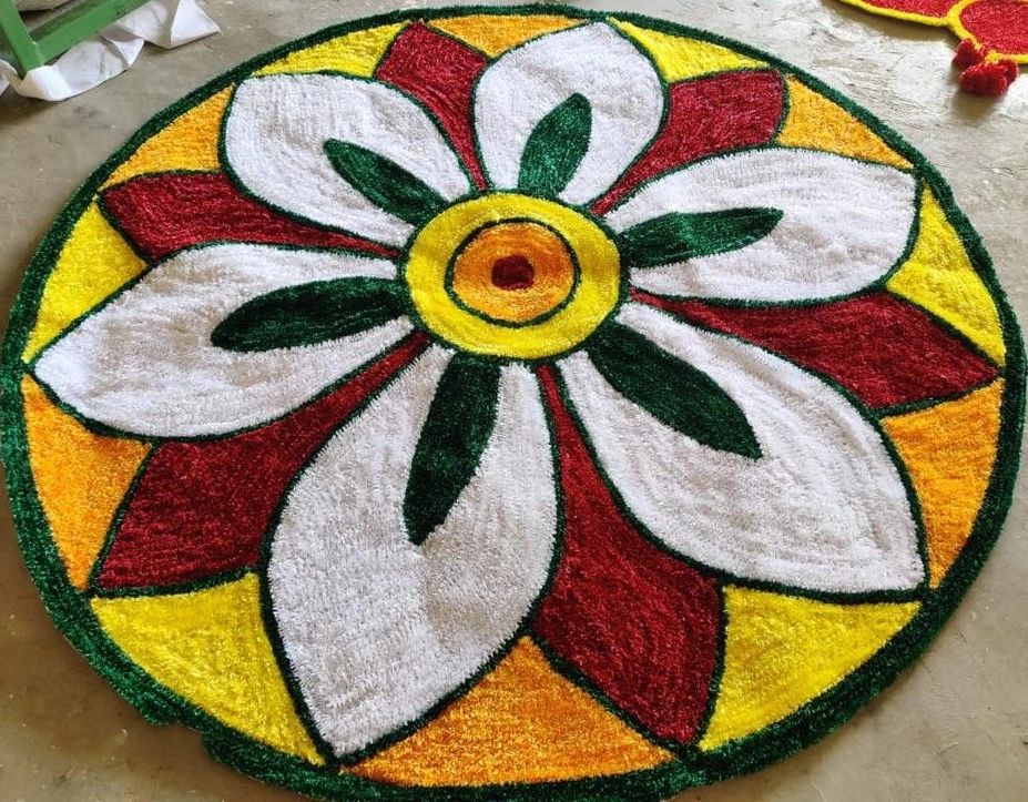 Round Rangoli Floor Mat 2 ft