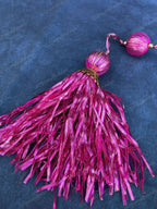 Pink Gota Balls & Tassels Long Dangler Strings Set of 2