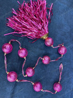 Pink Gota Balls & Tassels Long Dangler Strings Set of 2