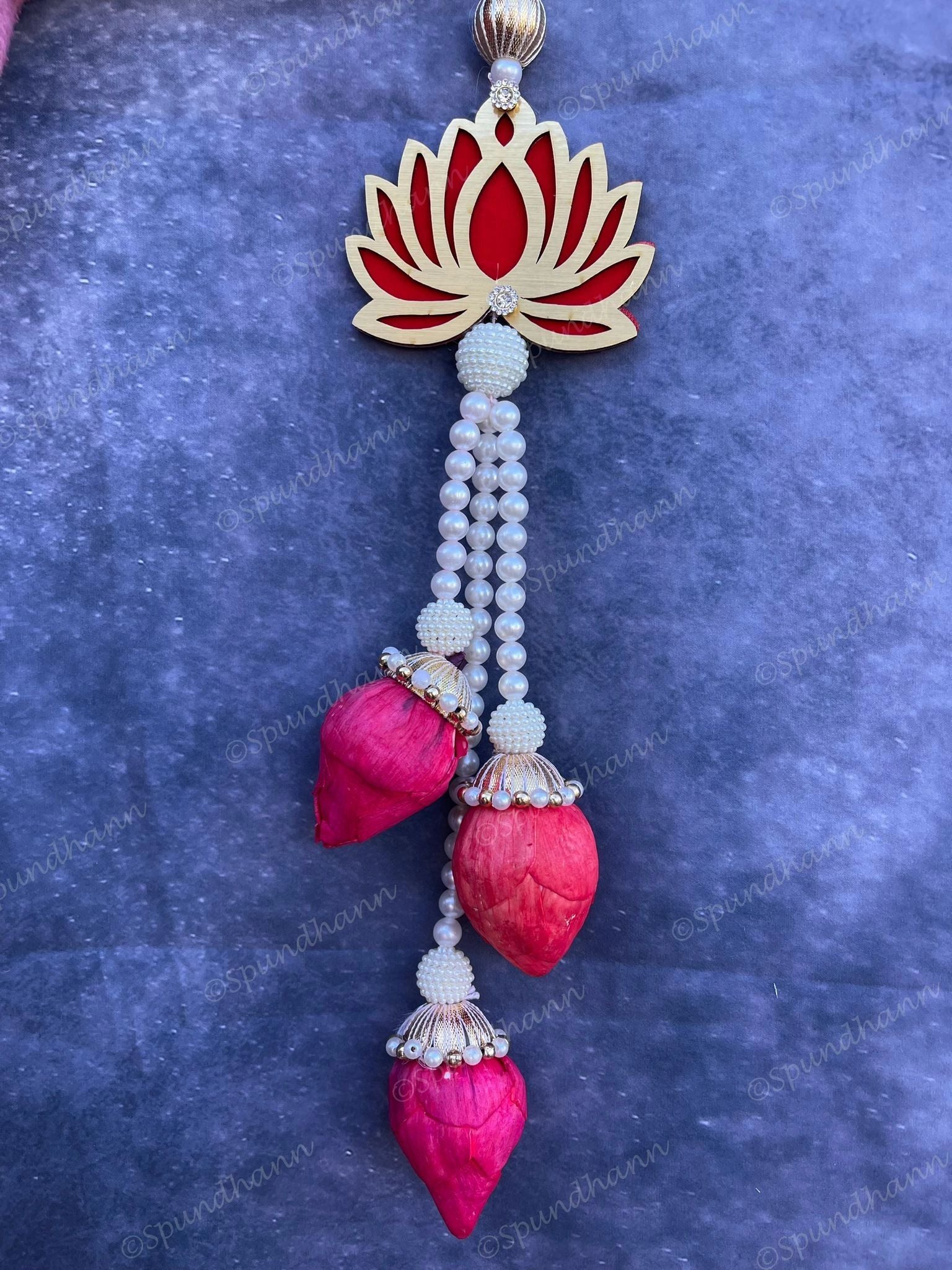 Beads & Red Lotus Bud with Pearl