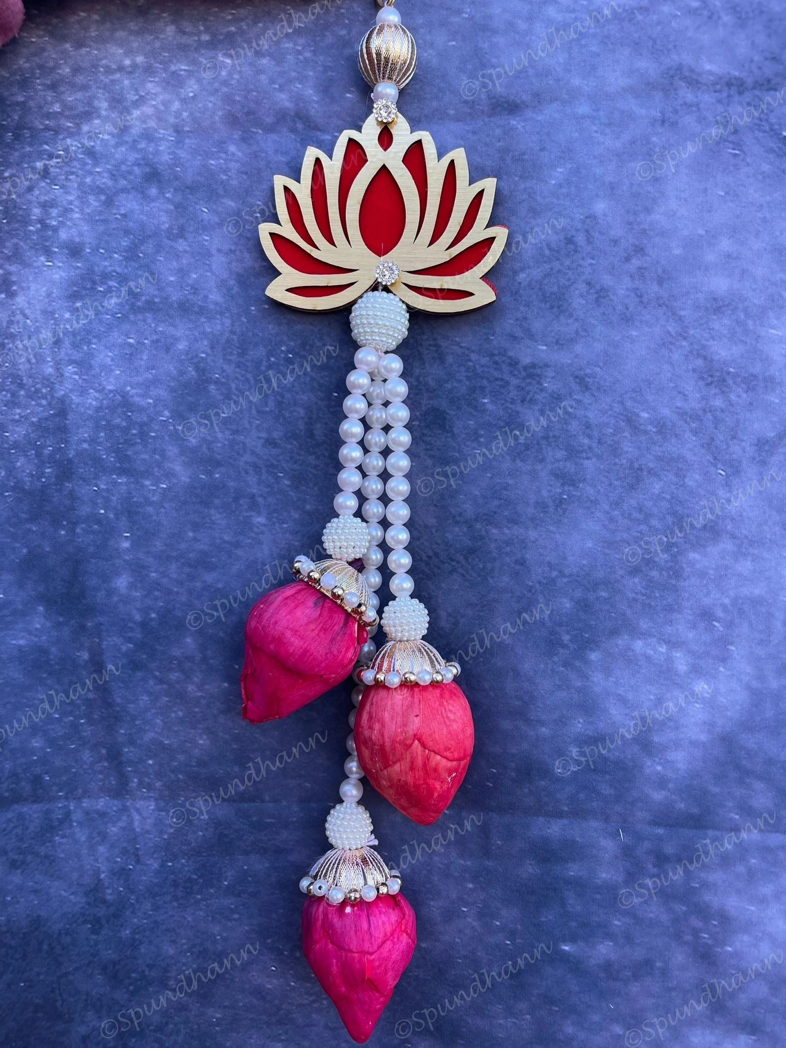 Beads & Red Lotus Bud with Pearl