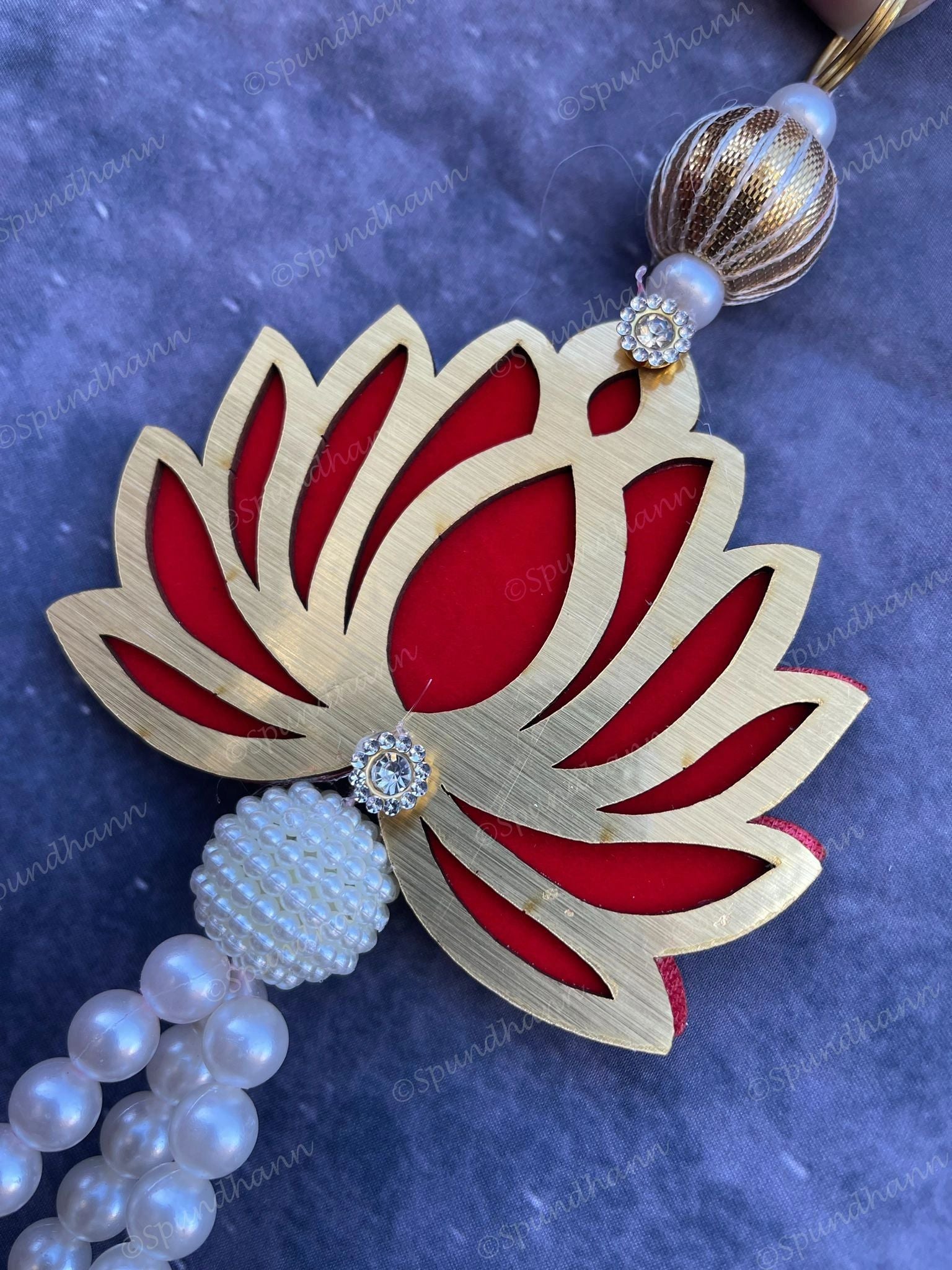 Beads & Red Lotus Bud with Pearl