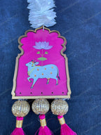 Cow and Lotus Bud Danglers with Chameli Strings Pair