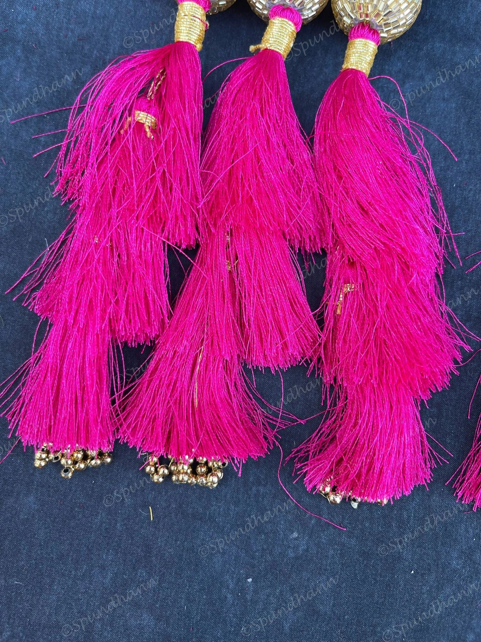 Cow and Lotus Bud Danglers with Chameli Strings Pair