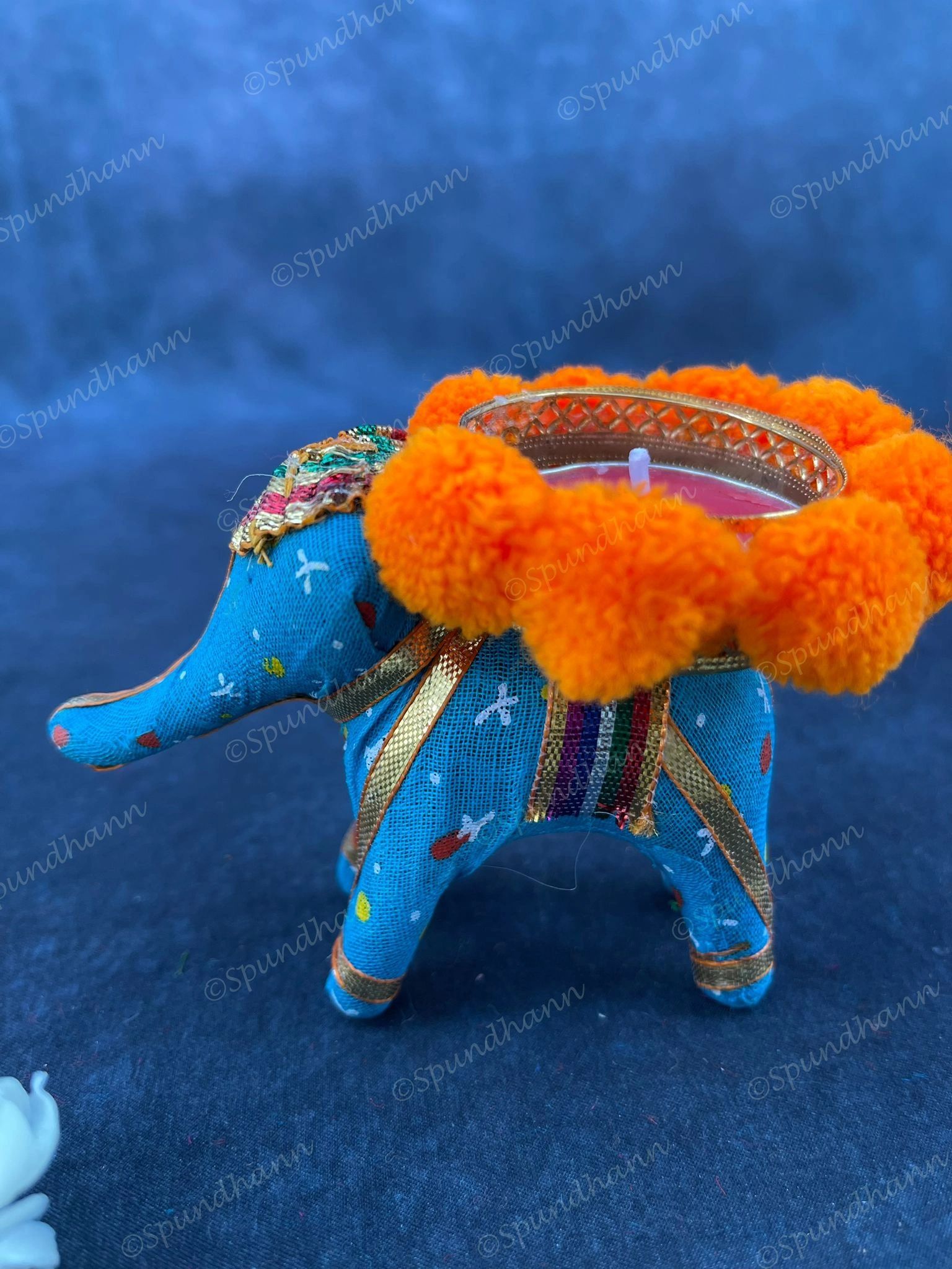 Elephant Pom Pom Tea Light Holder Pair