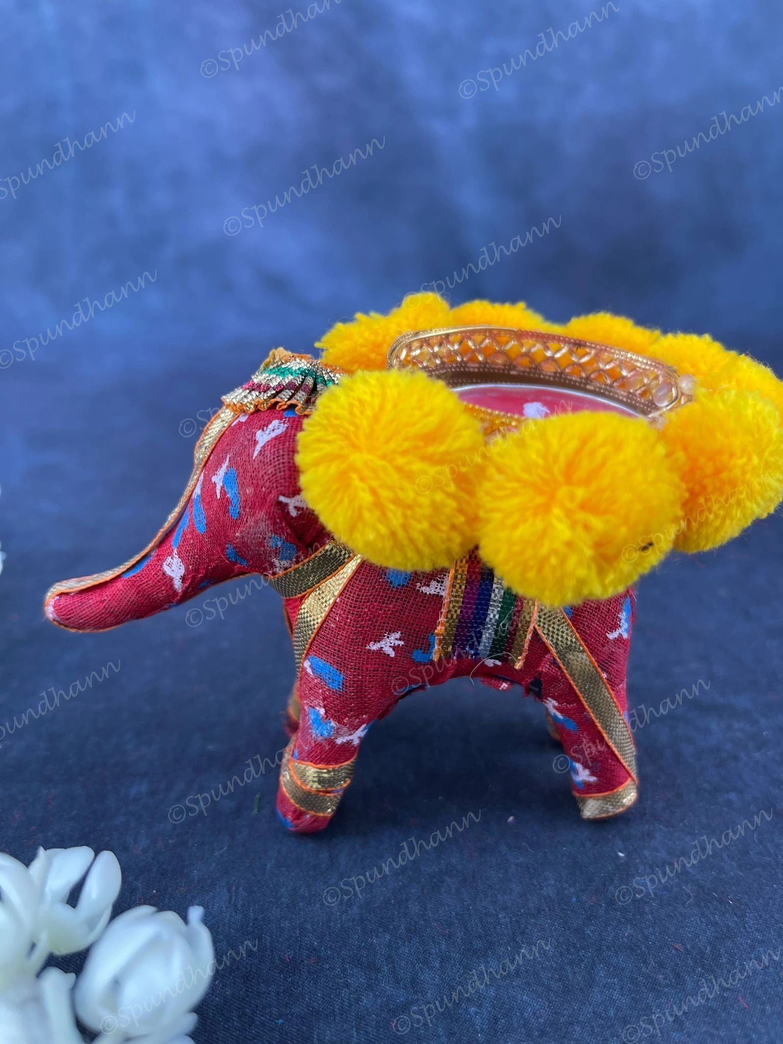 Elephant Pom Pom Tea Light Holder Pair