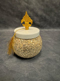 Mozaic Silver finish Matka Shape Canister with Royal Lid