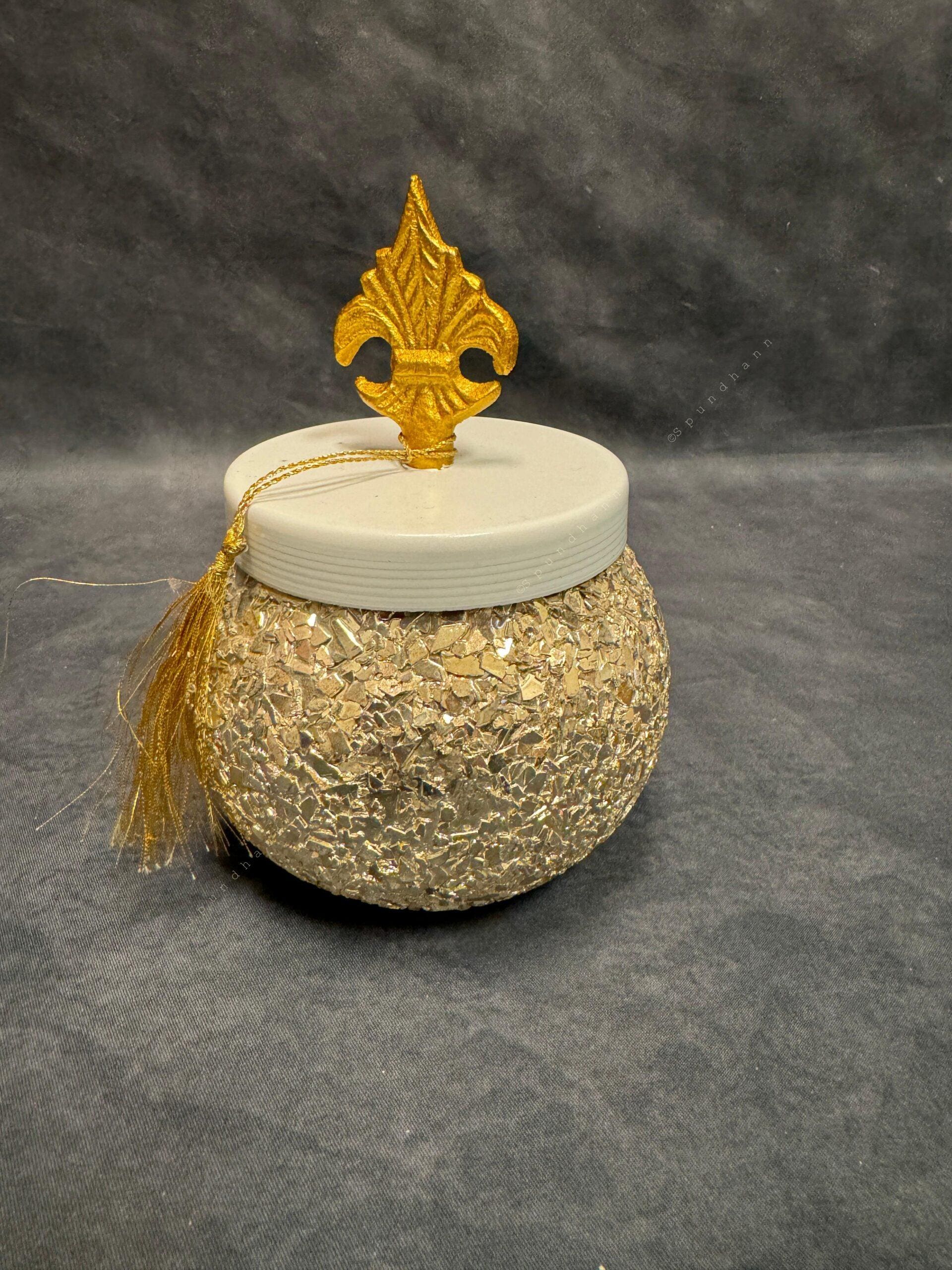 Mozaic Silver finish Matka Shape Canister with Royal Lid