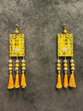 Rectangle Shubh Labh With Cow and Tassel Pair