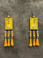 Rectangle Shubh Labh With Cow and Tassel Pair