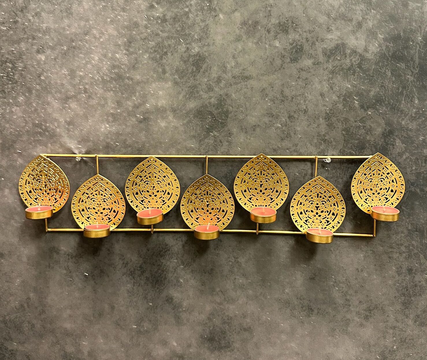 7 Leaf Horizontal Tea Light Holder Wall Hanging Decor