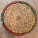 Braided Round Mat Rainbow Tassel (15) (Pack of 4)
