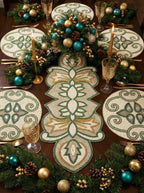 Regal Beaded Runner Teal Gold Finish