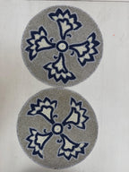 Navy Fleur Beaded Round Mat Silver & Blue