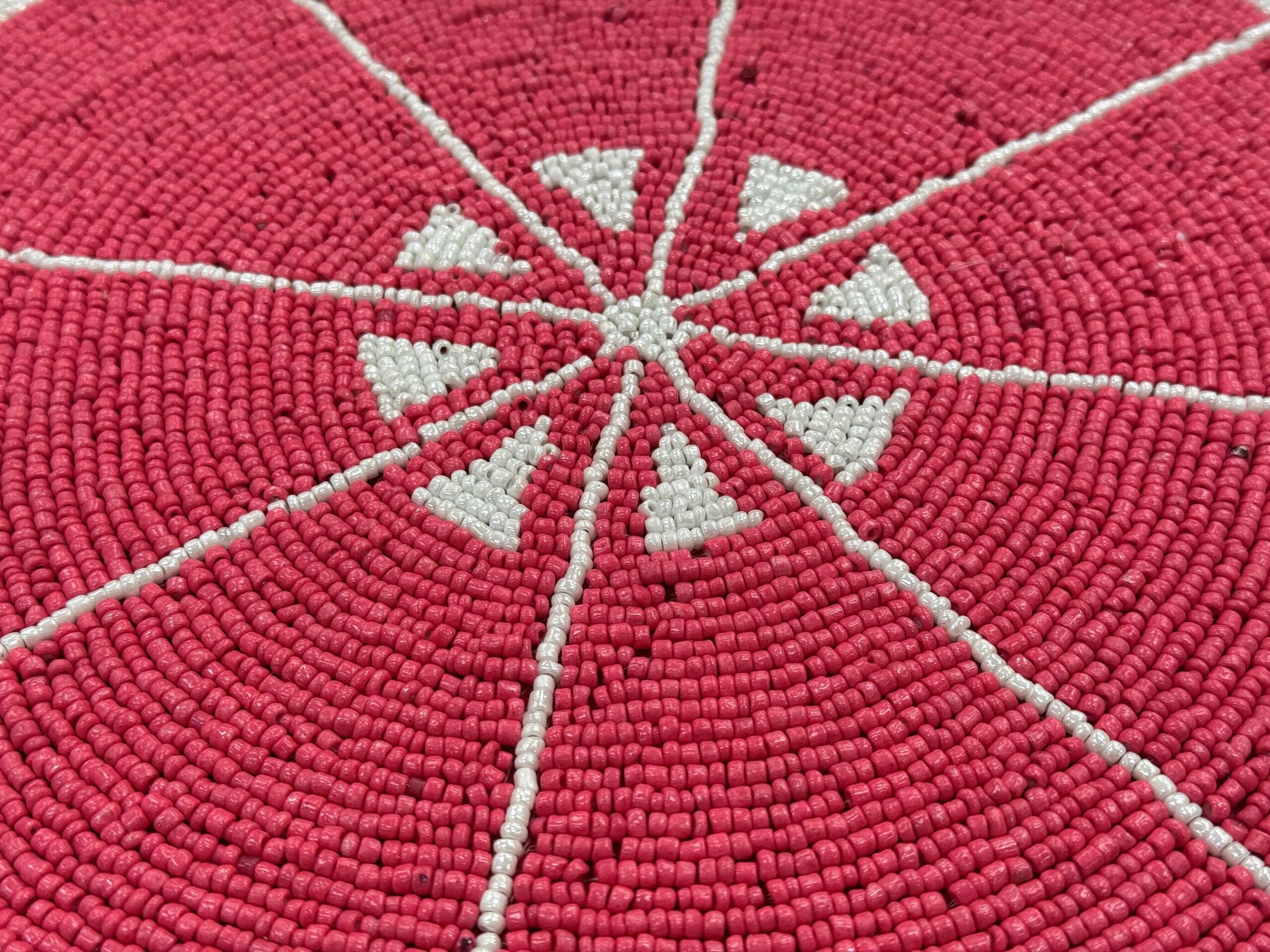 Crimson Citrus Beaded Round Mat
